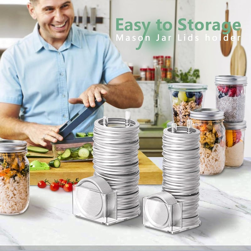 TOWARDFUN Store Mason Jar Lid Storage Organizer, Space-Saving Holder for Mason/Canning Lids, Easy Access Rack for 12 Wide & 12 Regular Mouth Lids and Rings Inside Cabinet, Countertop (Acrylic) - Image 4
